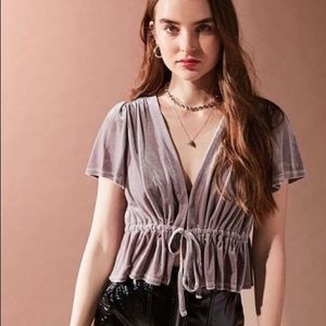 Urban Outfitters Gray Goldie Velvet Top